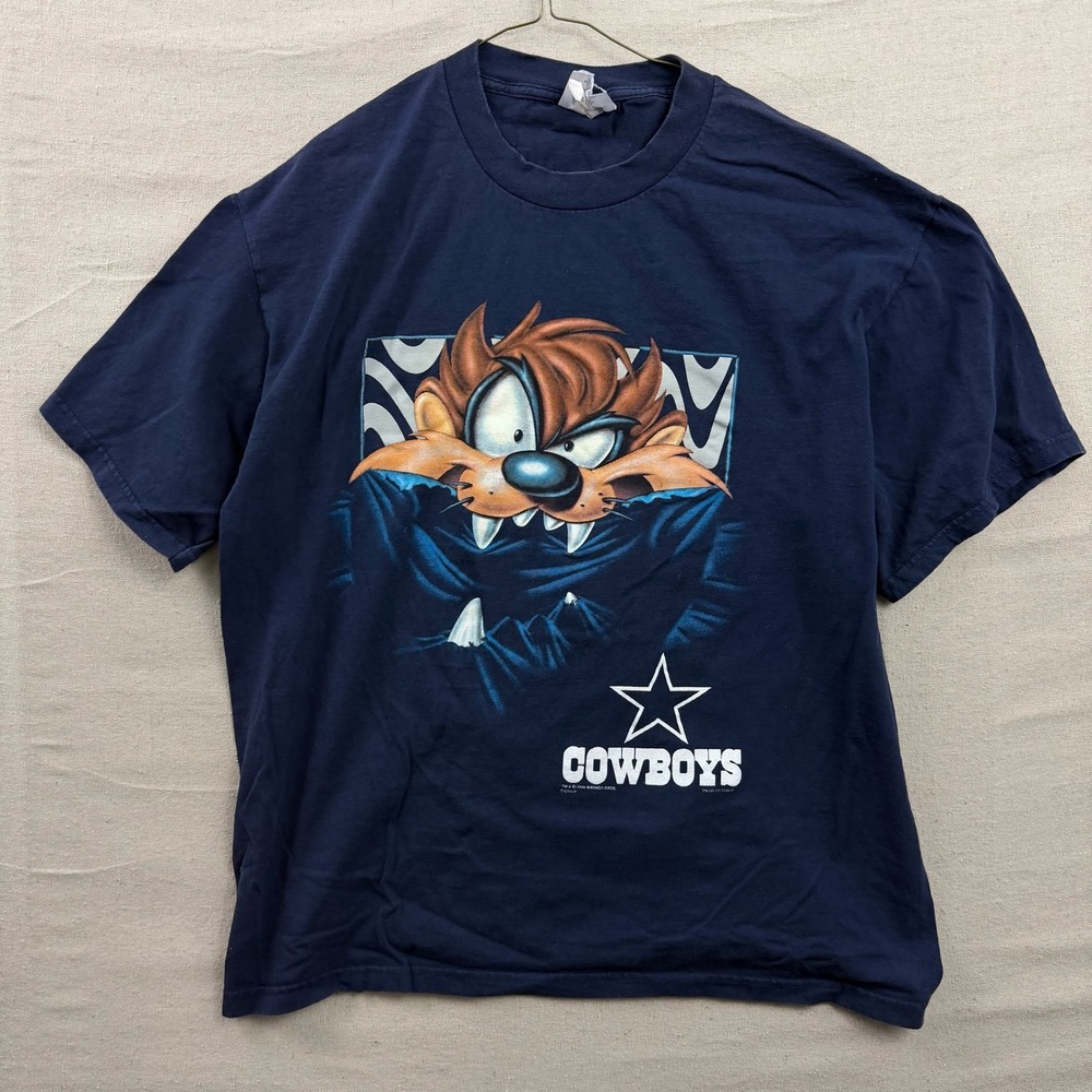Nutmeg Mills Dallas Cowboys T-Shirt Mens XL Navy Blue Vintage 1998 Taz Graphic